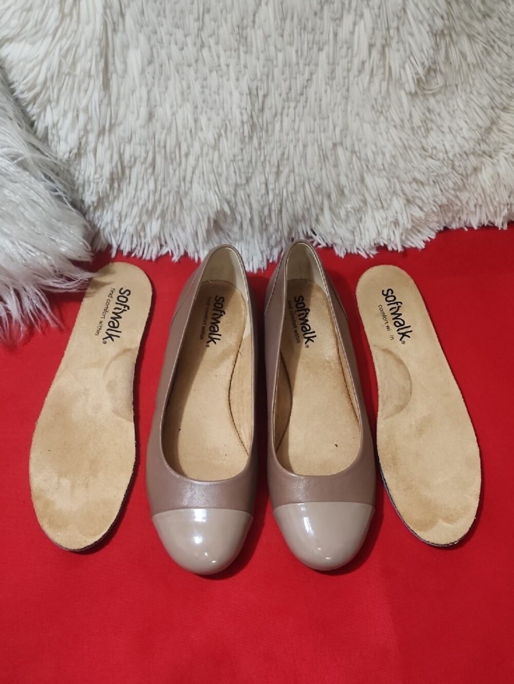 SoftWalk Sonoma Cap Toe  Women's Taupe Two-Tone Cap Toe Flats